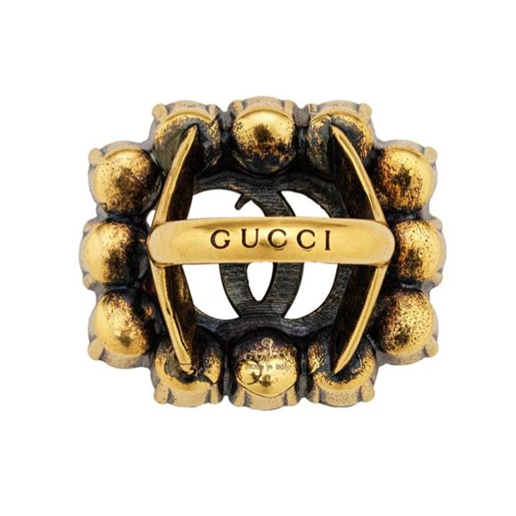 Gucci Marmont Double G Pink Crystal Ring in Gold NEW - Picture 2 of 5